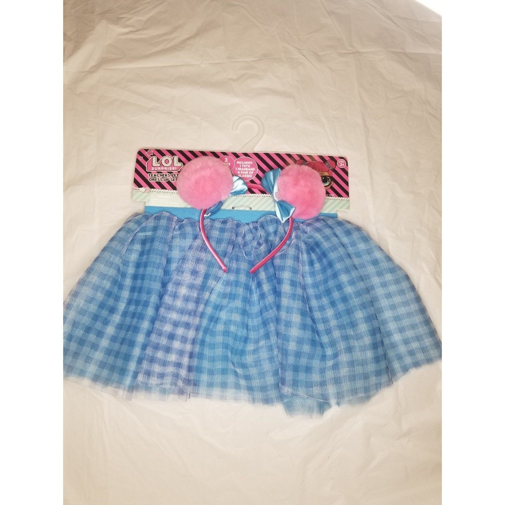 LOL Teachers Pet Costume Headband & Plaid Tutu Inc. Missing Glasses